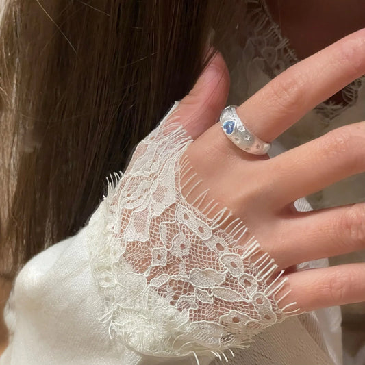 Starbound Heart 925 Ring (Blue Topaz)